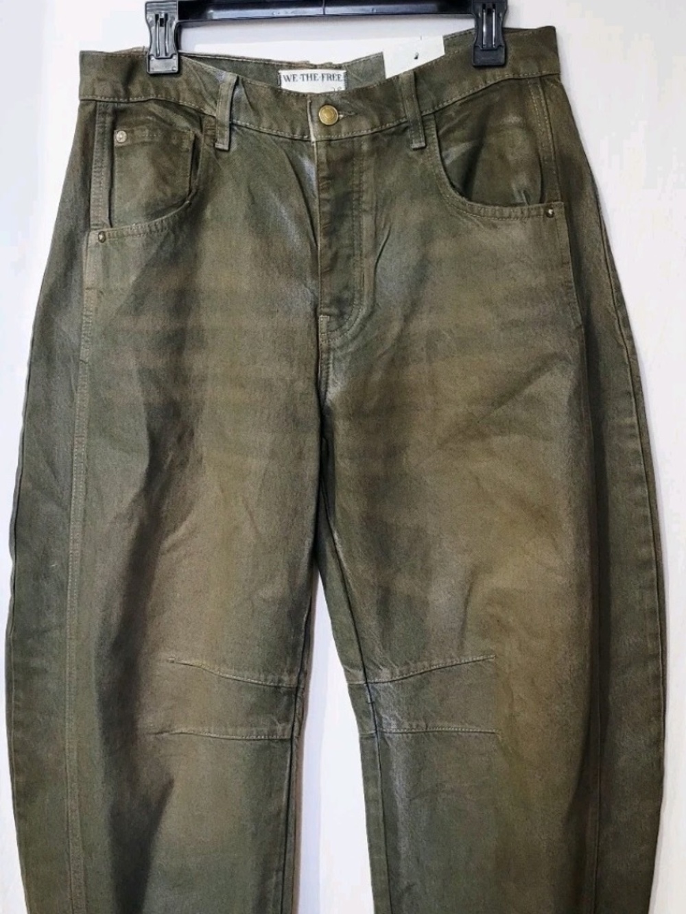 Unworn - Free People Coated Barrel Leg Denim Jeans - Picture 5 of 15